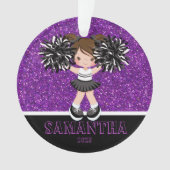 Personalisierter Lila und schwarzer Cheerleader Ornament (Vorderseite)