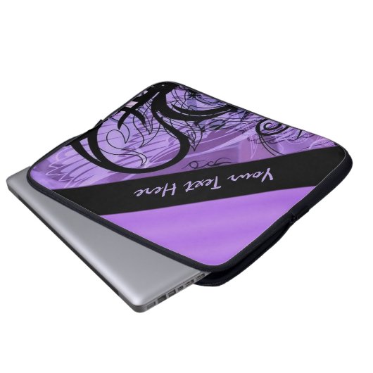 Personalisierter Lila und schwarzer Siebmuster Laptopschutzhülle (Vorne Knopf)