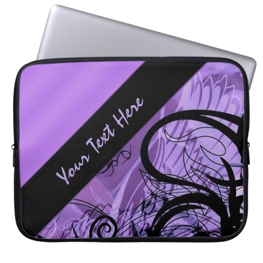 Personalisierter Lila und schwarzer Siebmuster Laptopschutzhülle (Vorderseite)