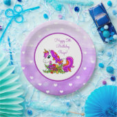 Personalisierter Lila Unicorn Happy Birthday Pappteller (Party)
