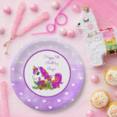 Personalisierter Lila Unicorn Happy Birthday Pappteller (Party)