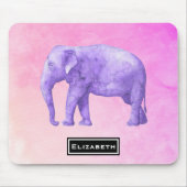 Personalisierter Lila Wasserfarbenelephon Mousepad (Vorne)