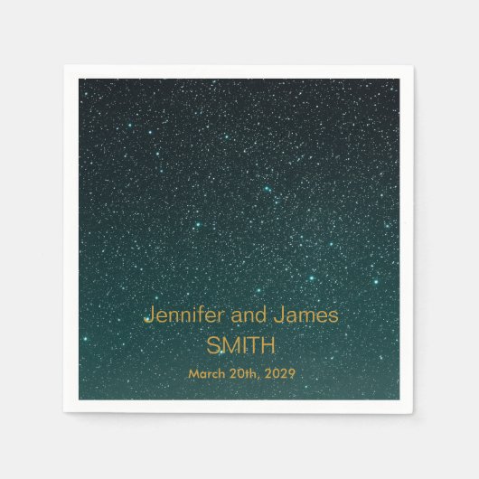 Personalisierter Lila Wedding Confetti Gold Glitze Serviette (Vorderseite)
