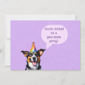 Personalisierter Lila Welpenhund Einladung zum Geb (Rückseite)