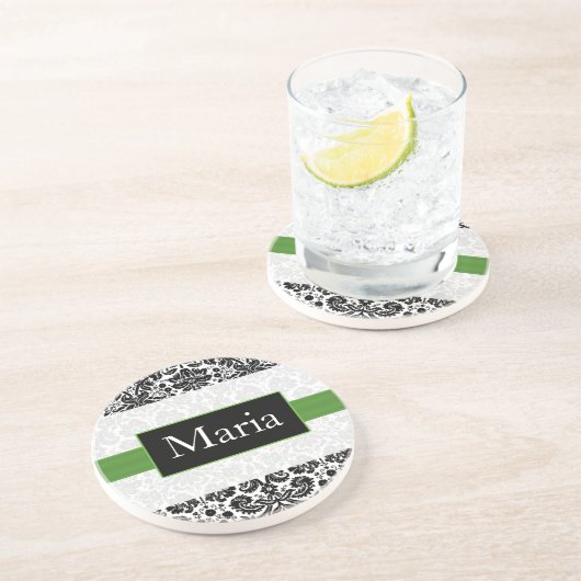 personalisierter Limoner Damast Sandstein Untersetzer (Seite)