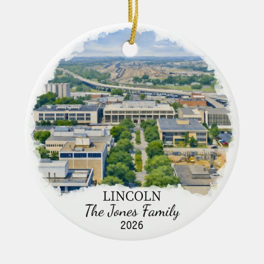 Personalisierter Lincoln-Schmuck, Benutzerdefinier Keramik Ornament (Vorne)