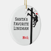 Personalisierter Lineman vom Weihnachtsmann Keramik Ornament (Rechts)