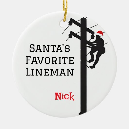 Personalisierter Lineman vom Weihnachtsmann Keramik Ornament (Vorne)