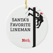 Personalisierter Lineman vom Weihnachtsmann Keramik Ornament (Hinten)