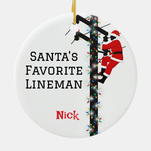 Personalisierter Lineman vom Weihnachtsmann Keramik Ornament (Hinten)