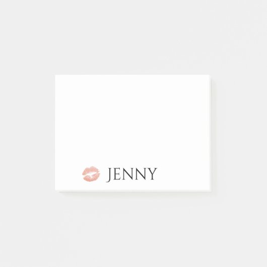 Personalisierter Lippenstift-Kuss-Glitzer Lipgloss Post-it Klebezettel (Vorderseite)