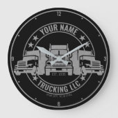 Personalisierter LKW Big Rig Semi LKW Große Wanduhr (Vorderseite)