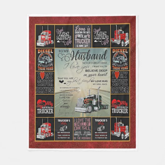 Personalisierter LKW-Fahrer zu meinem Mann Fleecedecke (Vorderseite)
