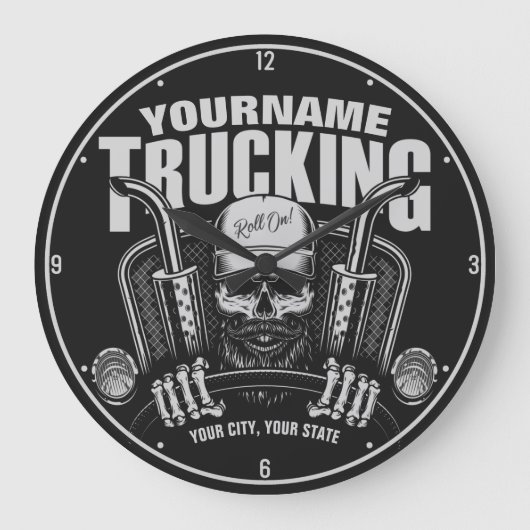 Personalisierter LKW-LKWs Big Rig Truck Große Wanduhr (Vorderseite)
