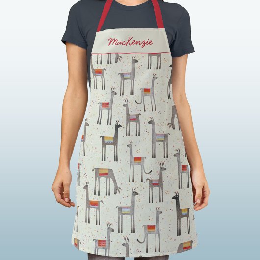 Personalisierter Llama Süß Whimsical  Schürze