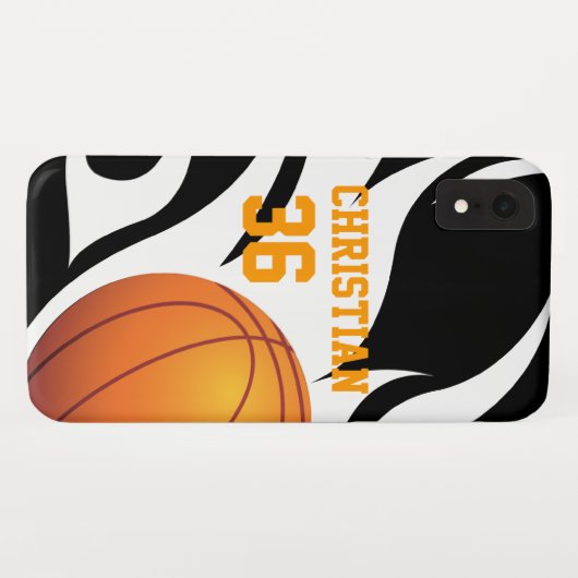 Personalisierter lodernder Basketball B/W Case-Mate iPhone Hülle (Rückseite (Horizontal))