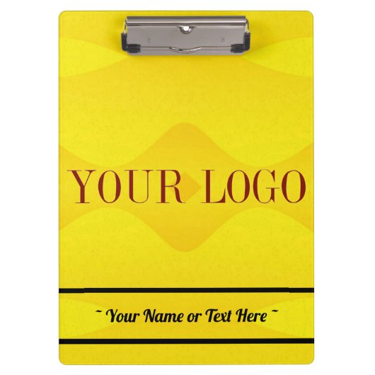 Personalisierter Logo-Name Gelbe Zwischenablage Klemmbrett (Vorderseite)