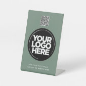 Personalisierter Logo und Text einfacher QR-Code Sockelschild (Vorderseite)