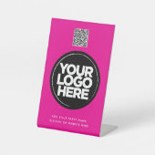 Personalisierter Logo- und Text-einfacher QR-Code Sockelschild (Vorderseite)