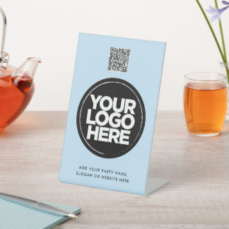 Personalisierter Logo- und Text-einfacher QR-Code Sockelschild