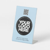 Personalisierter Logo- und Text-einfacher QR-Code Sockelschild (Vorderseite)
