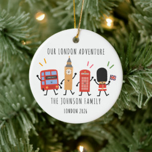 Personalisierter London-Familienausflug Weihnachts Keramik Ornament