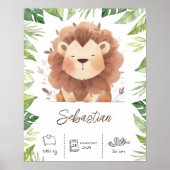 Personalisierter Löwenkunstdruck im Kinderzimmer Poster (Vorne)