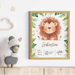 Personalisierter Löwenkunstdruck im Kinderzimmer Poster