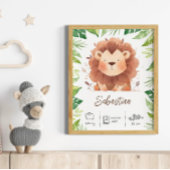 Personalisierter Löwenkunstdruck im Kinderzimmer Poster