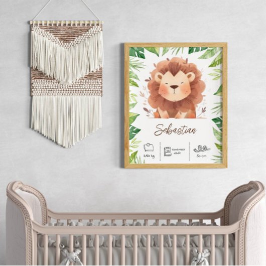 Personalisierter Löwenkunstdruck im Kinderzimmer Poster