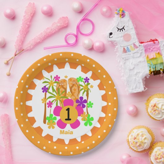 Personalisierter Luau 1. Happy Birthday Paper Tell Pappteller (Party)