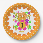 Personalisierter Luau 1. Happy Birthday Paper Tell Pappteller (Vorderseite)