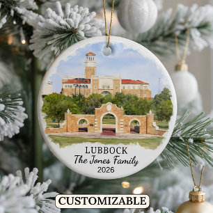 Personalisierter Lubbock-Schmuck, Maßgeschneiderte Keramik Ornament