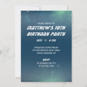 Personalisierter Luftraum Blau und grünes Party Einladung (Vorderseite)