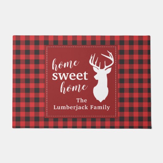 Personalisierter Lumberjack Karierter Weihnachtsfe Fußmatte (Vorderseite)