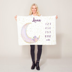 Personalisierter Luna-Mond und Sterne Monatsmeilen Fleecedecke