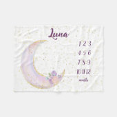 Personalisierter Luna-Mond und Sterne Monatsmeilen Fleecedecke (Vorderseite (Horizontal))