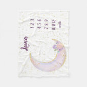 Personalisierter Luna-Mond und Sterne Monatsmeilen Fleecedecke (Vorderseite)