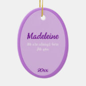 Personalisierter Lupus unterstützt Lila Keramik de Ornament (Hinten)