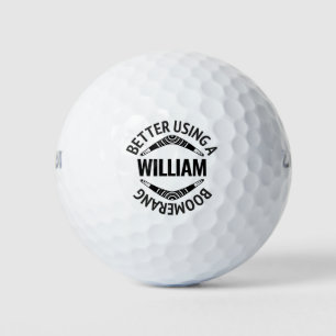 Personalisierter lustiger Bumerang-Name Nachricht Golfball