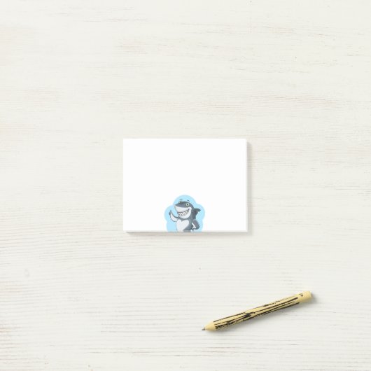 Personalisierter lustiger Haifisch-Cartoon Post-it Klebezettel (Auf Schreibtisch)