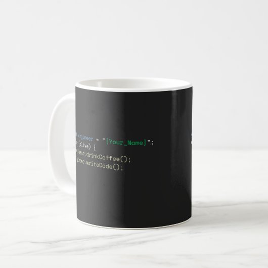 Personalisierter lustiger JavaScript-Programmierer Kaffeetasse (Vorderseite Links)