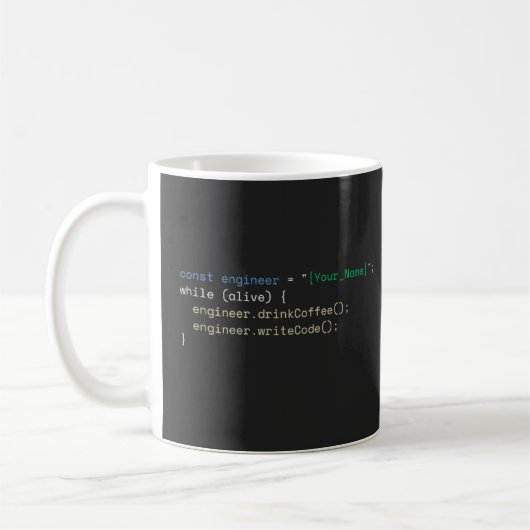 Personalisierter lustiger JavaScript-Programmierer Kaffeetasse (Links)