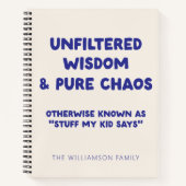 Personalisierter lustiger Kid Zitat Parteichef Spa Notizblock (Vorderseite)