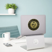 Personalisierter lustiger königlicher Golfball Aufkleber (Laptop auf Schreibtisch)