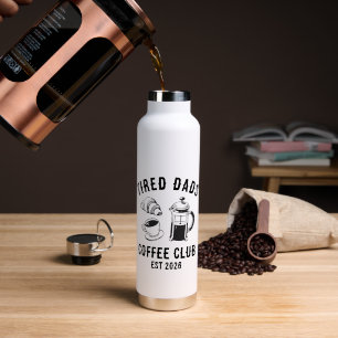 Personalisierter lustiger müder Väter Kaffeeklub E Trinkflasche