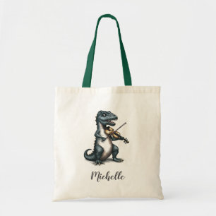 Personalisierter lustiger T-Rex Dinosaur spielt Vi Tragetasche