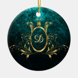 Personalisierter Luxus-Damaskus Goldrahmen Keramik Ornament