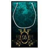 Personalisierter Luxus-Damaskus Goldrahmen Kleine Geschenktüte (Rückseite)