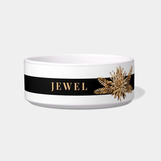 Personalisierter Luxus Golden Blume Elegante Klass Napf (Vorderseite)